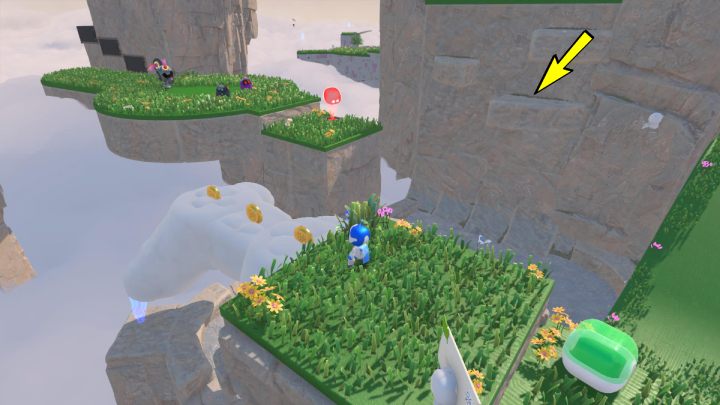 Use the trampoline to get higher - Astros Playroom: Gusty Gateway - walkthrough - Meadow of Remembrance - Astros Playroom Guide