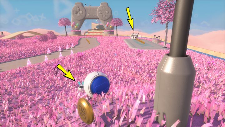On the right side of the meadow, you will find a tree around which three animals will run - Astros Playroom: Fastlane Fields - guide, walkthrough description - Memory Meadow - Astros Playroom Guide