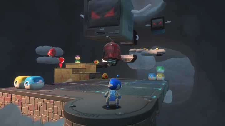 Defeat two flying enemies and smash two containers with coins - Astros Playroom: Electrocloud - walkthrough - Memory Meadow - Astros Playroom Guide