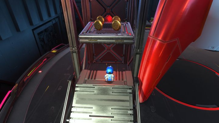 Gehen Sie zurück zum oberen Ende der Plattform und steigen Sie die Treppe neben der Rakete hinauf – Astros Playroom: Turbo Trial – Komplettlösung – SSD Highway – Astros Playroom Guide