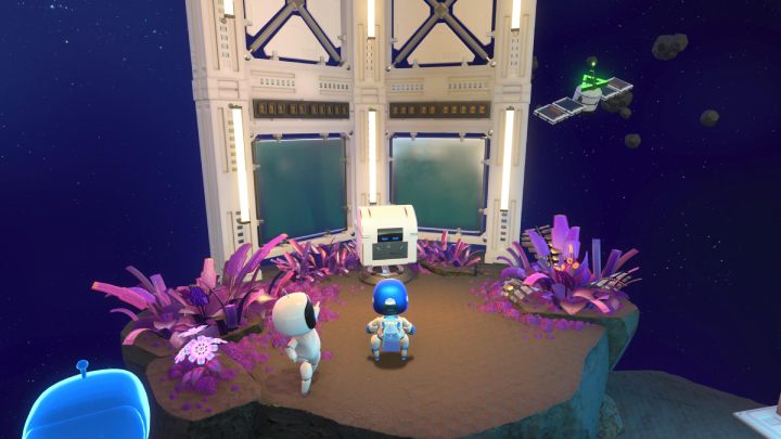 At the next checkpoint, under the cables embedded in the rock, you will find a white chest - Astros Playroom: Deep Dataspace - walkthrough - SSD Highway - Astros Playroom Guide