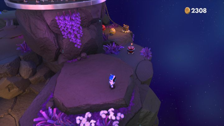 Walk around the rocks and defeat all the enemies you encounter - Astros Playroom: Deep Dataspace - walkthrough - SSD Highway - Astros Playroom Guide