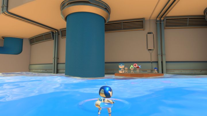 Jump into the water and swim to the coin canisters - Astros Playroom: Bot Beach - walkthrough - Cooling sources - Astros Playroom Guide