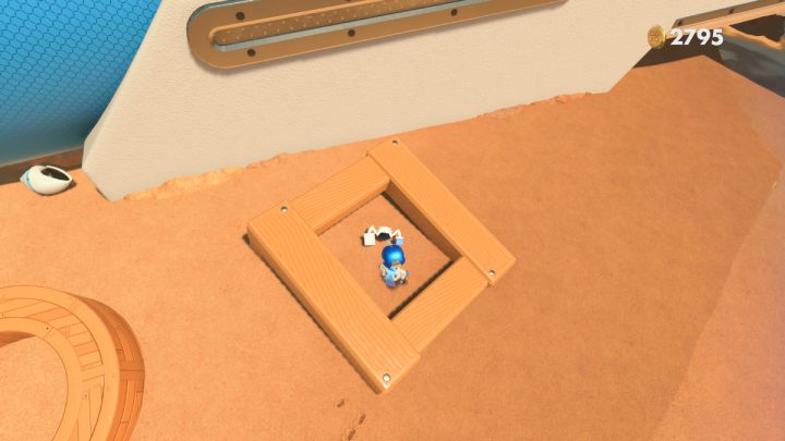 Eliminate more enemies standing near the big blue pipe - Astros Playroom: Bot Beach - walkthrough - Cooling sources - Astros Playroom Guide