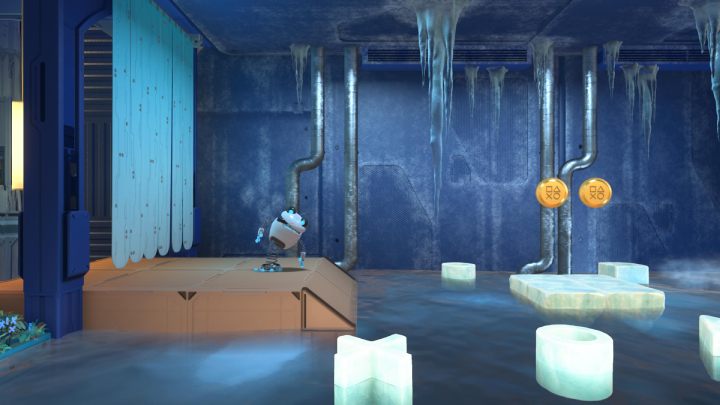 Jump on the water lily that will lift you to the ceiling - Astros Playroom: Hotel Hopalot - walkthrough - Cooling Springs - Astros Playroom Guide