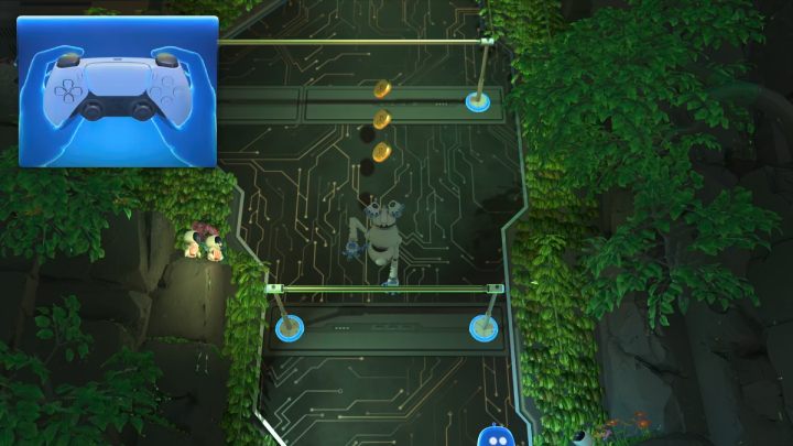 At this stage of the game, Astro will have to climb the handles - Astros Playroom: Teraflop Treetops - walkthrough - GPU Jungle - Astros Playroom Guide