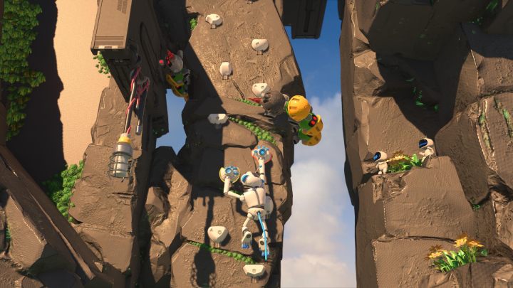 Klettern Sie nach oben und achten Sie auf Feinde, die sich über den Felsen bewegen – Astros Playroom: Mt. Motherboard – Komplettlösung – GPU Jungle – Astros Playroom Guide