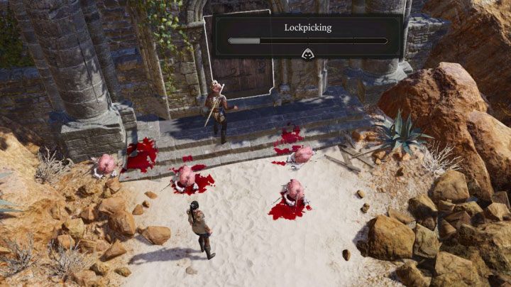 You may try lockpicking the door - Baldurs Gate 3: Overgrown Ruins - how to enter? Puzzle solution - Solutions to puzzles - Baldurs Gate 3 Guide, Walkthrough