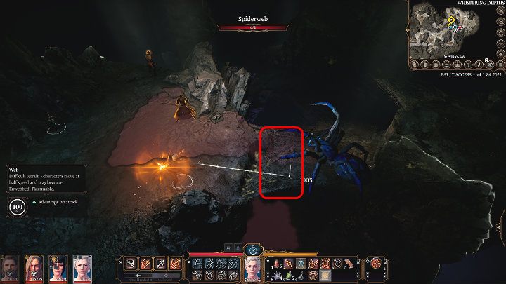 Now, wait for the Phase Spider Matriarch to stand on her feet again and jump on the other cobwebs – you will be able to knock her to the ground again - Baldurs Gate 3: Phase Spider Matriarch - how to defeat? - Bosses and difficult fights - Baldurs Gate 3 Guide, Walkthrough