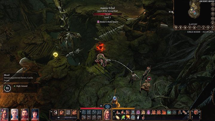Once Auntie Ethel receives damage, her position is revealed, however, she will not perform any aggressive actions - she will not attack but she will still be able to move sideways and make defensive throws - Baldurs Gate 3: Auntie Ethel/Green Witch - how to beat? - Bosses and difficult fights - Baldurs Gate 3 Guide, Walkthrough