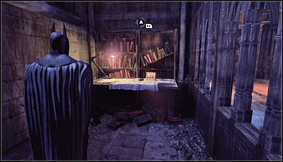 Approach the table from the south-east side (screen above) - Riddles | Park Row - Park Row - Batman: Arkham City Game Guide