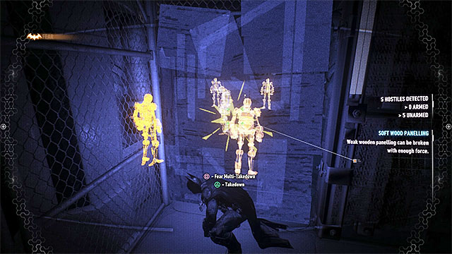 You can activate the fear takedowns by placing yourself next to the weakened wall - Riddler trophies in the Panessa Studios (1-10) | Collectibles - Pannesa Film Studios - Collectibles - Pannesa Film Studios - Batman: Arkham Knight Game Guide & Walkthrough