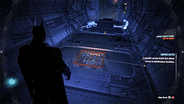 Many of the collectibles are in the foyer of the Alpha airship (its Eastern part), which is located on the bottom levels of the airship and you may have some problems getting near there - Hints on the exploration of the Alpha airship | Collectibles - Stagg Airships - Collectibles - Stagg Airships - Batman: Arkham Knight Game Guide & Walkthrough