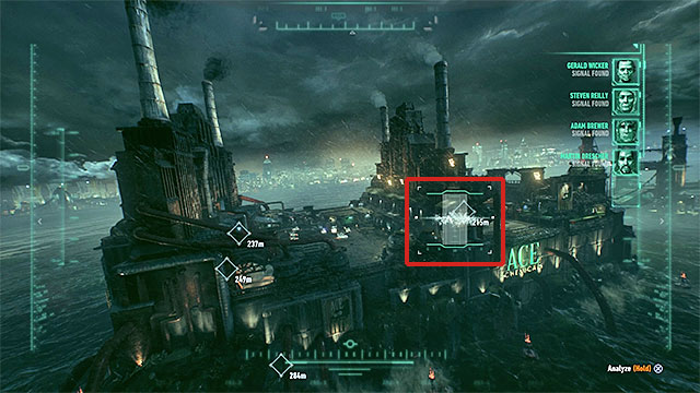 Scanning the area the right way. - Rescue the missing ACE Chemicals workers | Main story - Main story - Batman: Arkham Knight Game Guide & Walkthrough