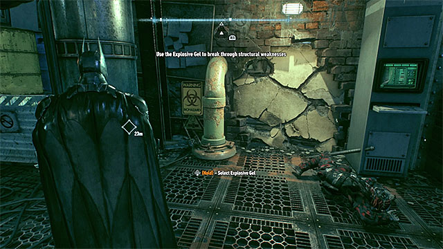 The place where you use Explosive Gel for the first time. - Rescue the missing ACE Chemicals workers (continued) | Main story - Main story - Batman: Arkham Knight Game Guide & Walkthrough