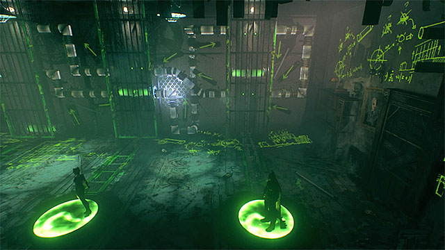 As Batman, walk over onto the right pressure plate and after some time, join him as Catwoman - Sixth Riddler trial - Riddles and challenges - Batman: Arkham Knight Game Guide & Walkthrough
