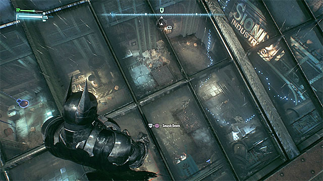 Attack the opponents by dropping onto them through the glass roofing - Gunrunner | Side missions (Most Wanted) - Side missions (Most Wanted) - Batman: Arkham Knight Game Guide & Walkthrough