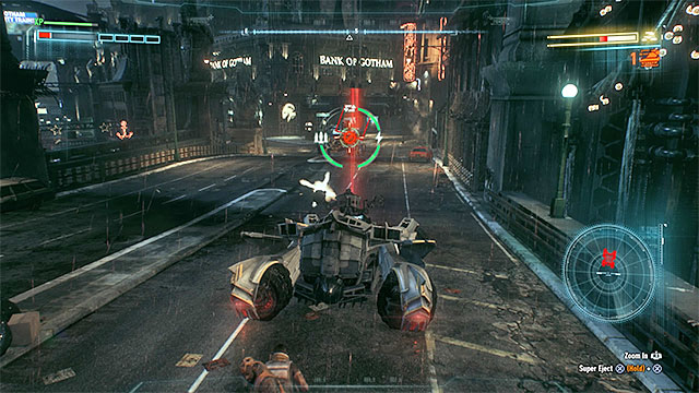 Watch out for Deathstrokes tanks attacks - use dodge and Vulcan cannon to avoid taking damage - Campaign for Disarmament | Side missions (Most Wanted) - Side missions (Most Wanted) - Batman: Arkham Knight Game Guide & Walkthrough