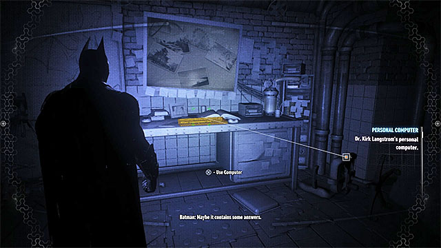 A computer in Langstroms laboratory - Creature of the Night | Side missions (Most Wanted) - Side missions (Most Wanted) - Batman: Arkham Knight Game Guide & Walkthrough