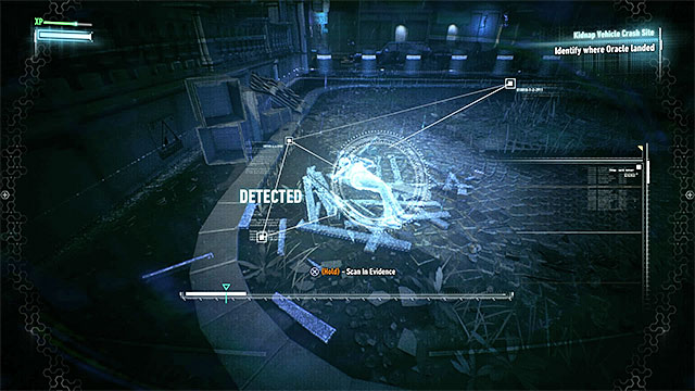 The place where Barbara was after jumping out of the car. - Investigate the crash site | Main story - Main story - Batman: Arkham Knight Game Guide & Walkthrough