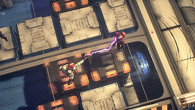 You should attack the electrified enemies with the Batclaw - Infiltrate the second airship | Main story - Main story - Batman: Arkham Knight Game Guide & Walkthrough