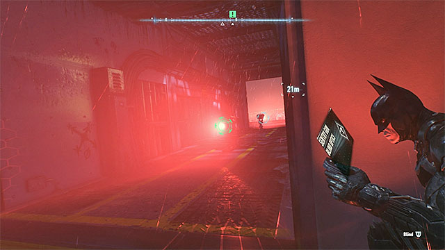 Peek out of the corner in order to safely hack one of the turrets - Destroy the Arkham Knights radar network | Main story - Main story - Batman: Arkham Knight Game Guide & Walkthrough