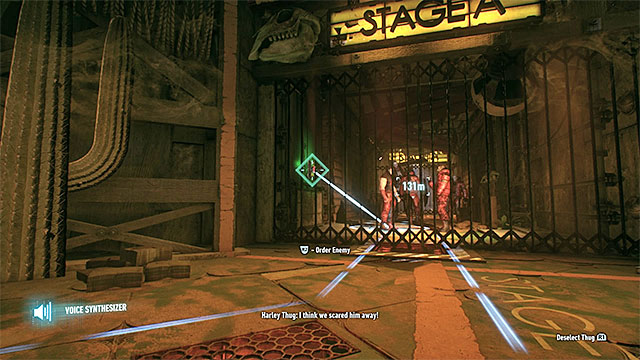 Use the Voice Synthesizer while staying hidden in the vent shaft - Apprehend Albert King in sound stage A | Main story - Main story - Batman: Arkham Knight Game Guide & Walkthrough