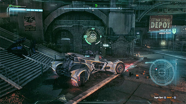 The wall on which you must use Batmobiles cannon - Riddler trophies on Miagani Island (1-19) | Collectibles - Miagani Island - Collectibles - Miagani Island - Batman: Arkham Knight Game Guide & Walkthrough