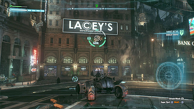 The weakened wall will be uncovered only after you use the winch - Riddler trophies on Miagani Island (1-19) | Collectibles - Miagani Island - Collectibles - Miagani Island - Batman: Arkham Knight Game Guide & Walkthrough