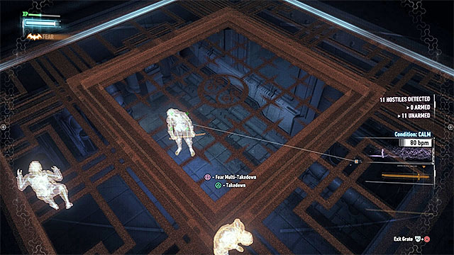 Jump out of the ventilation shaft when you are above the enemies. - Rescue the missing ACE Chemicals workers | Main story | Batman Arkham Knight - Main story - Batman: Arkham Knight Game Guide & Walkthrough
