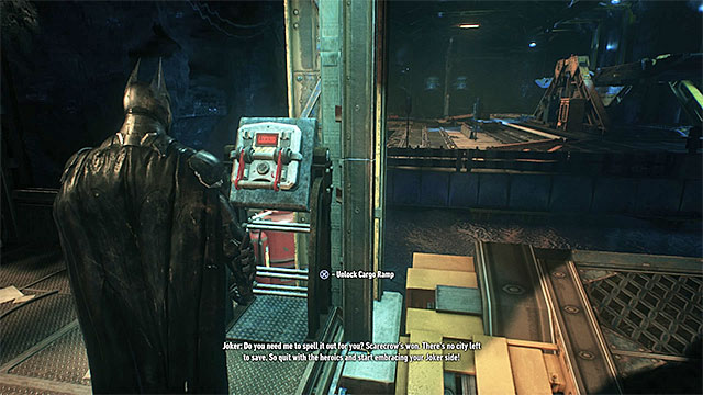 Another switch will allow you to manipulate the float - Locate and release Ivys plant on the Founders Island (continued) | Main story - Main story - Batman: Arkham Knight Game Guide & Walkthrough