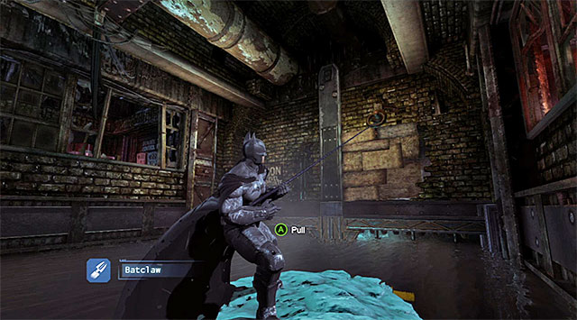 You need to pull yourself towards the weakened wall and smash it - Gain access to Blackgate Prison via the sewers - Main storyline - Batman: Arkham Origins - Game Guide and Walkthrough