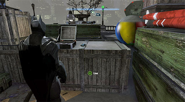After the fighting ends, locate the radio, which has been left in the location presented in the above screenshot - Collect first SIM Card to triangulate Penguins position - Main storyline - Batman: Arkham Origins - Game Guide and Walkthrough