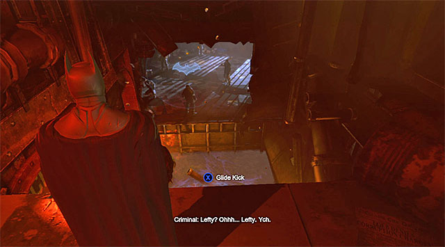 Glide towards the enemy with his back turned at Batman - Track down the Penguin - Main storyline - Batman: Arkham Origins - Game Guide and Walkthrough