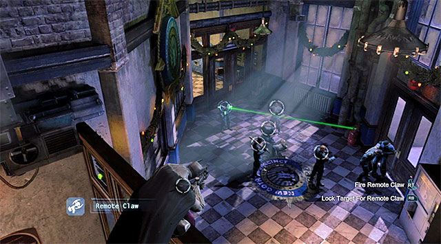 Pull the tank towards one of the enemies - Access the GCPD servers - side rooms - Main storyline - Batman: Arkham Origins - Game Guide and Walkthrough