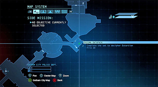 The collectible is in the GCPD Telecom Room which you can access only from the side of the Burnley Sewers - West - The best hidden datapacks - Extortion File 20 (Burnley) - Enigma Datapacks - Batman: Arkham Origins - Game Guide and Walkthrough