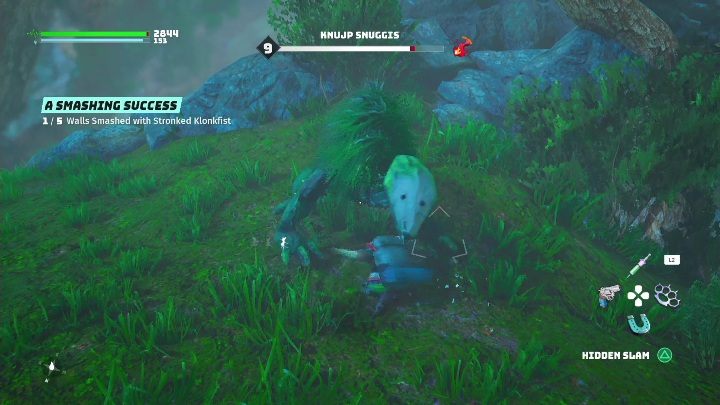 In front of the arena you are about to enter, a large enemy awaits - Knujp Snuggis - Biomutant: A Smashing Success - walkthrough - Related to the main missions - Biomutant Guide