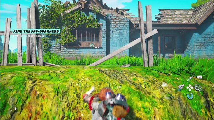 Location: In the blue building, in Krossway 4E - Biomutant: Find The Fry-Sparkers - walkthrough - Exploration - Biomutant Guide