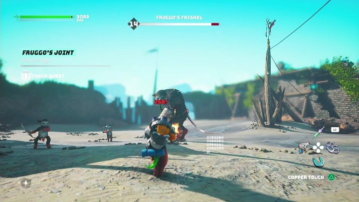 To clear the camp, you must defeat two minibosses and some other enemies - Biomutant: Cleaning up - walkthrough - Exploration - Biomutant Guide