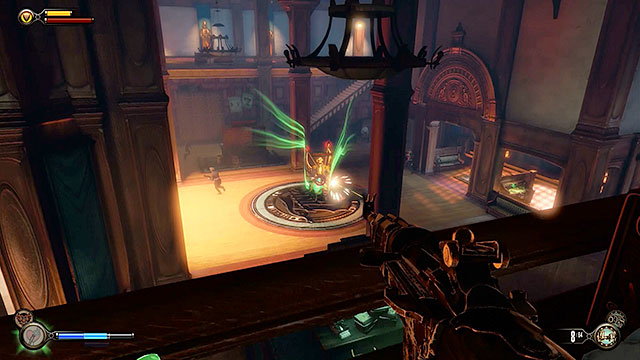 The room on the other side of the door youve just opened is guarded by a Mechanized Patriot and a squad of policemen - Find a way into Finkton | Chapter 16 - Worker Induction Center / Finkton Proper - Chapter 16 - Worker Induction Center / Finkton Proper - BioShock Infinite Guide