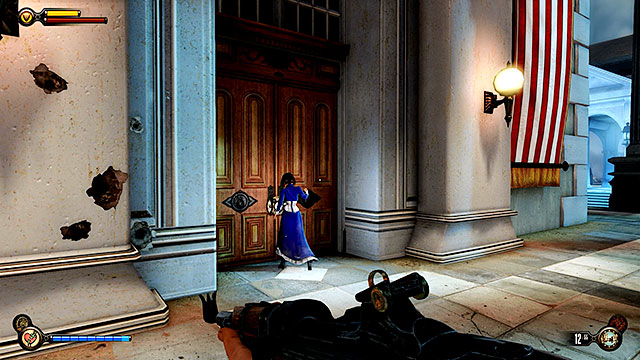 There is a locked building in the middle of the Comstock House Roof and you can gain access to it by using 3 lockpicks - Safes and locked doors (chapters 29-37) - Lockpicks - BioShock: Infinite - Game Guide and Walkthrough