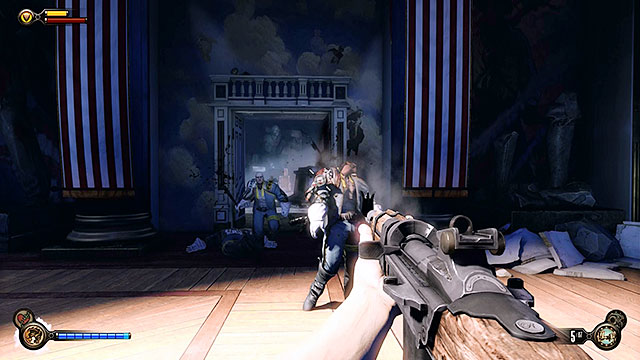 Leave the ticket office and youll soon encounter Slates men - Find Shock Jockey at the Hall of Heroes - Chapter 9 - Hall of Heroes - BioShock: Infinite - Game Guide and Walkthrough