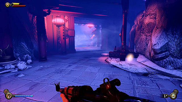 On your way back to the area with different paths you should notice a lockpick hidden behind a gong - Defeat Slates men - Chapter 9 - Hall of Heroes - BioShock: Infinite - Game Guide and Walkthrough