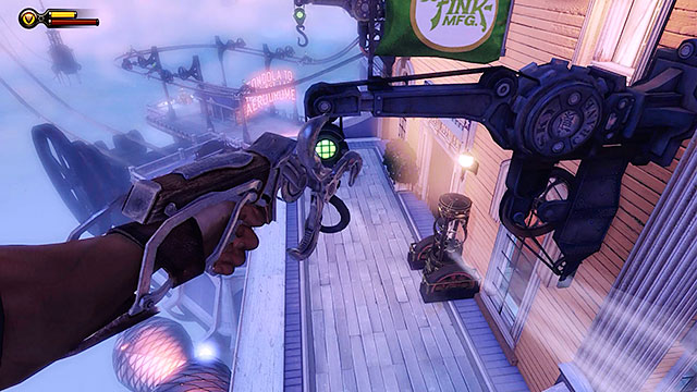 Use the sky-lines to get to the hotels balcony located in the middle of the promenade (between the ice cream shop and the gondola station) - Return to Soldiers Field and power up the gondola - Chapter 12 - Return to Hall of Heroes - BioShock: Infinite - Game Guide and Walkthrough