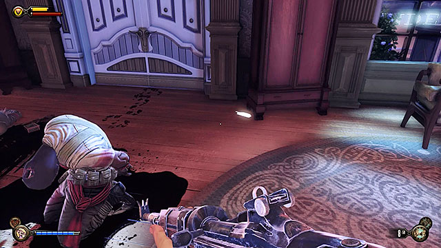 The second room is a murder scene - Return to Soldiers Field and power up the gondola - Chapter 12 - Return to Hall of Heroes - BioShock: Infinite - Game Guide and Walkthrough