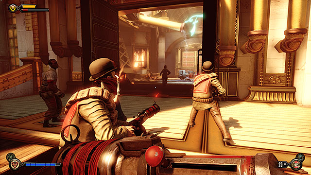 Leave Chen Lins workshop at approach a door located opposite the store - Go to the factory and take back the First Lady airship part 1 | Chapter 25 - On to the Factory - Chapter 25 - On to the Factory - BioShock Infinite Guide