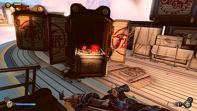 Once youre outside the building start off by exploring the nearest barge - Rescue Elizabeth - Chapter 15 - Fort Franklin Pier - BioShock: Infinite - Game Guide and Walkthrough