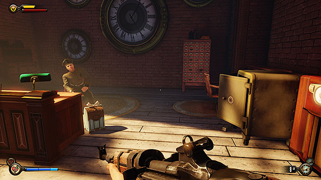 Finkton Docks - inside the building reserved for employees, near the tunnel leading to Beggars Wharf - Chapters 13-16 - Gear - BioShock: Infinite - Game Guide and Walkthrough