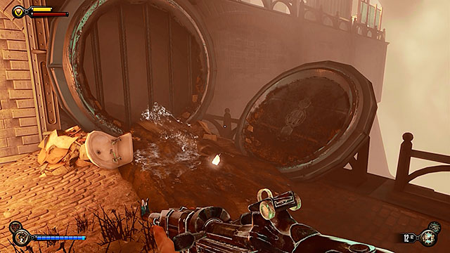 Use the nearby stairs to get to the Graveyard Shift Bar - Find Shantytowns police impound - Chapter 21 - Shantytown - BioShock: Infinite - Game Guide and Walkthrough
