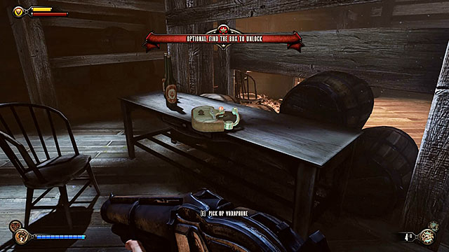 Theres a table opposite the area where youve found the keys and youll locate a Voxophone #43 here - Find Shantytowns police impound - Chapter 21 - Shantytown - BioShock: Infinite - Game Guide and Walkthrough
